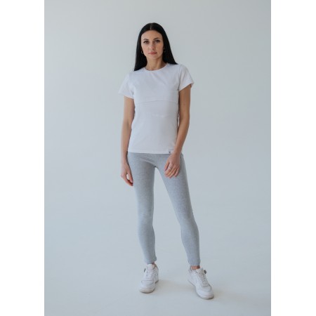 Лосины в рубчик для беременных Светло-серые